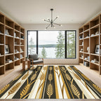 Gold Wheat Stalks Vertical Stripes Rug