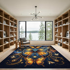 Celestial Golden Butterfly Cosmic Sky Rug