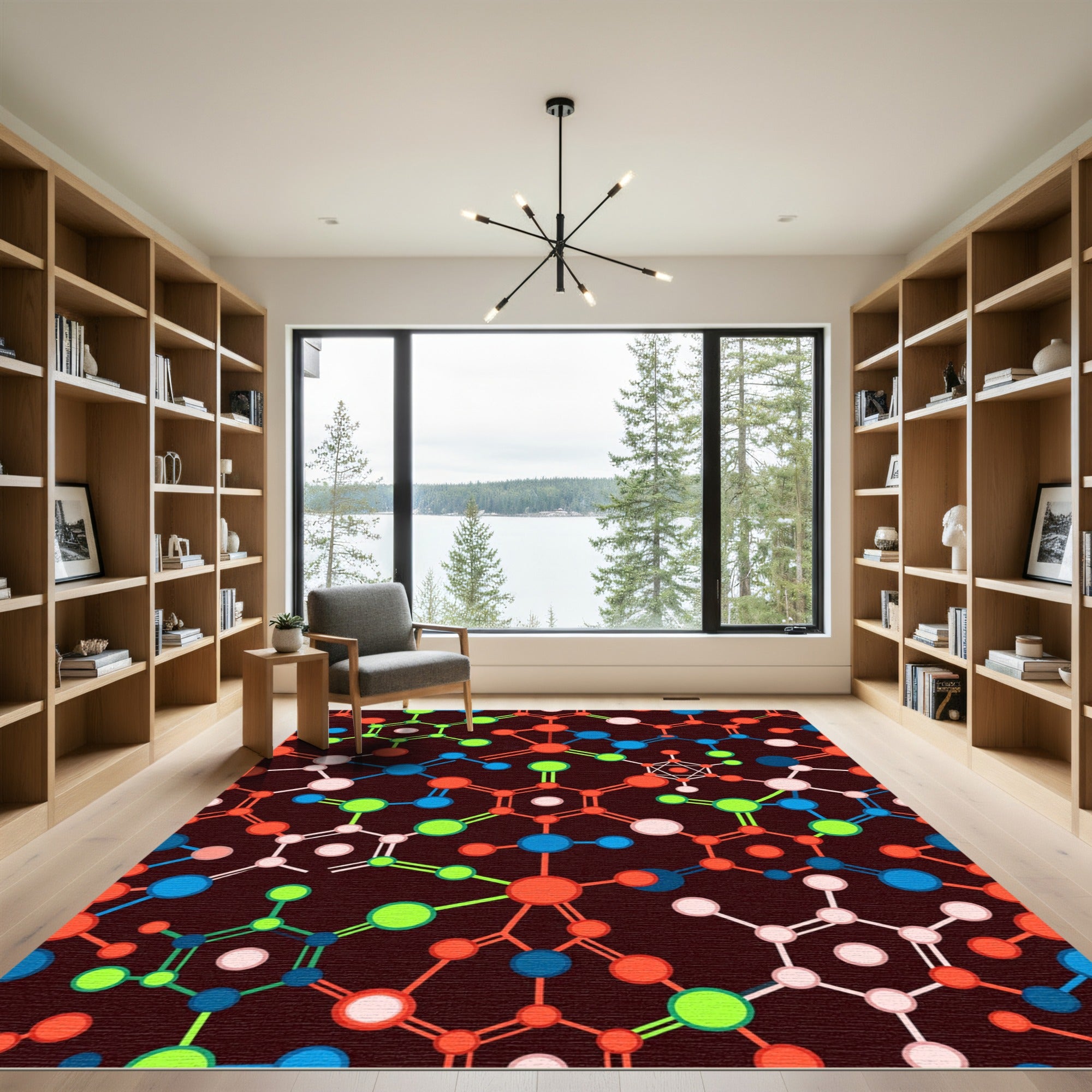 Vibrant Atomic Molecular Structure Rug