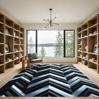 Monochromatic Steel Geometric Chevron Rug