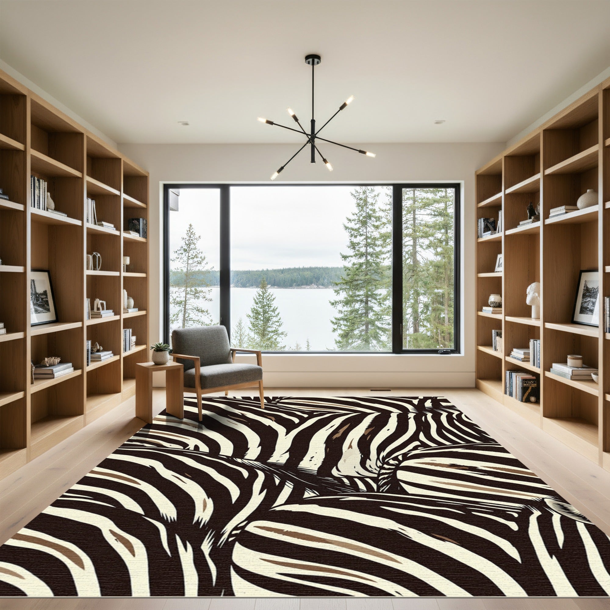 Contemporary Black White Zebra Stripe Rug