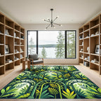 Lush Emerald Greenhouse Foliage Arch Rug