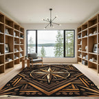 Rustic Bronze Compass Coffee Bean Star Rug