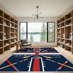 Dynamic Blue and Red Hockey Accent Rug