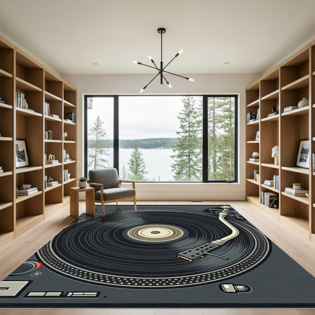 Retro Vinyl Turntable Minimalist Art Rug