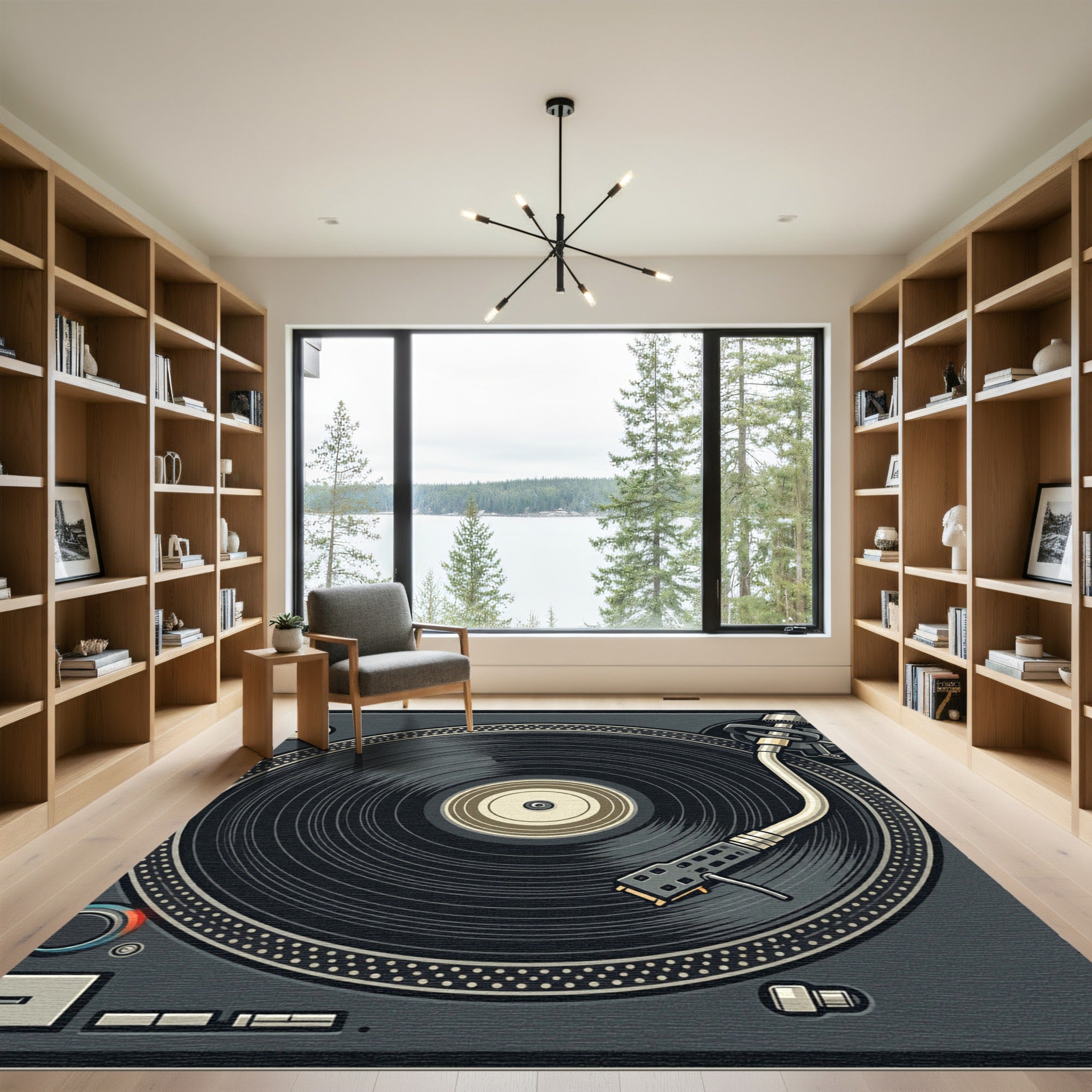 Retro Vinyl Turntable Minimalist Art Rug