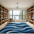Flowing Azure Ocean Strokes Rug