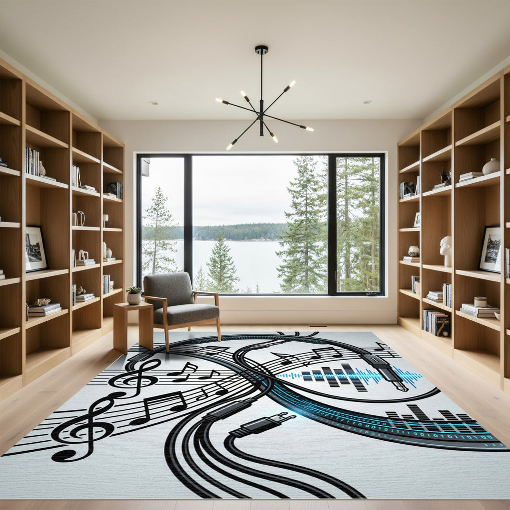Digital Audio Music Note Wave Art Rug