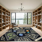 Mystical Dark Botanical Crystal Tarot Rug