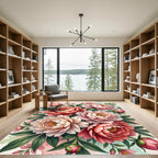 Romantic Blush Peony Flower Bouquet Rug