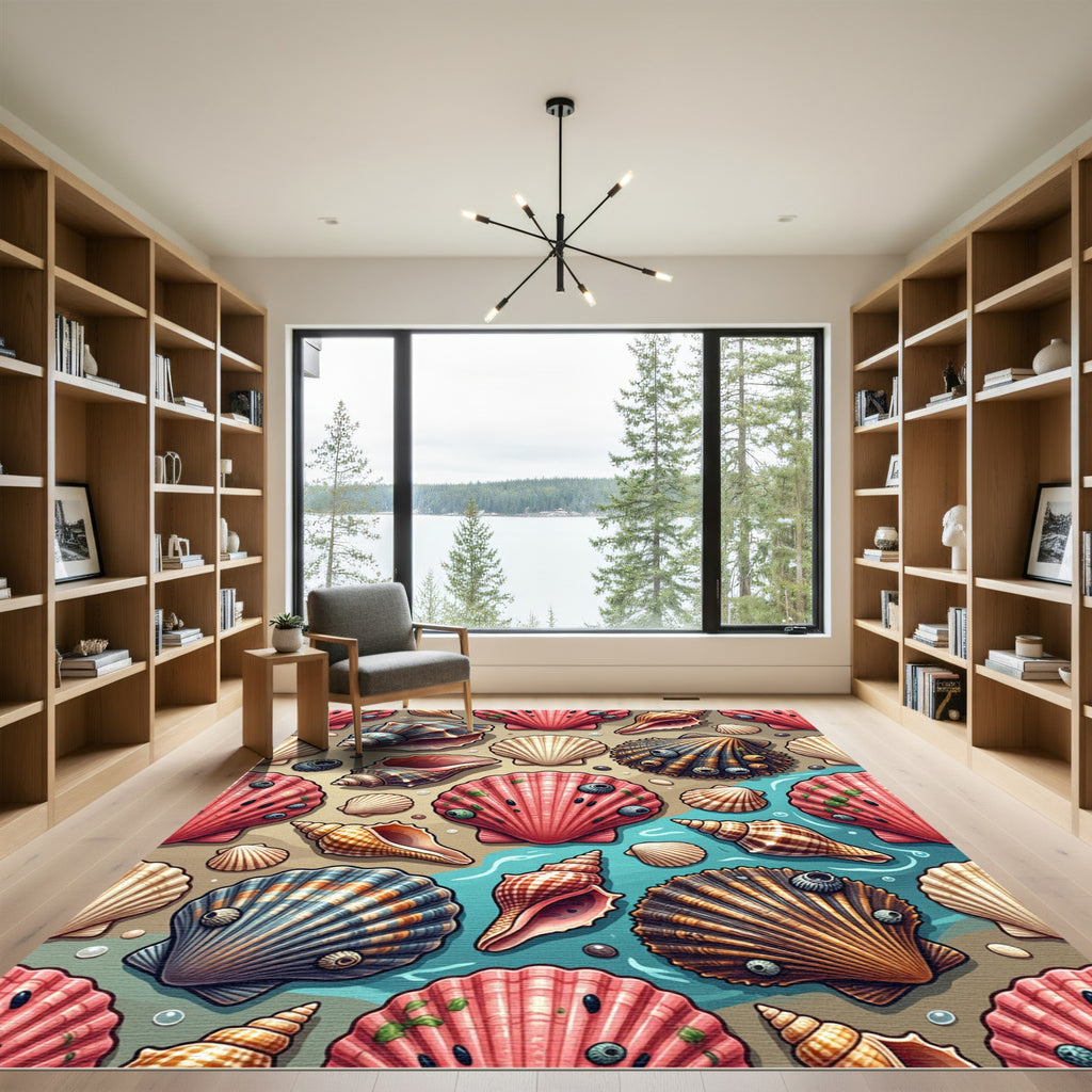 Coastal Seashell Beach Bliss Illustration Rug