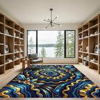 Golden Agate Swirl with Blue Crystals Rug