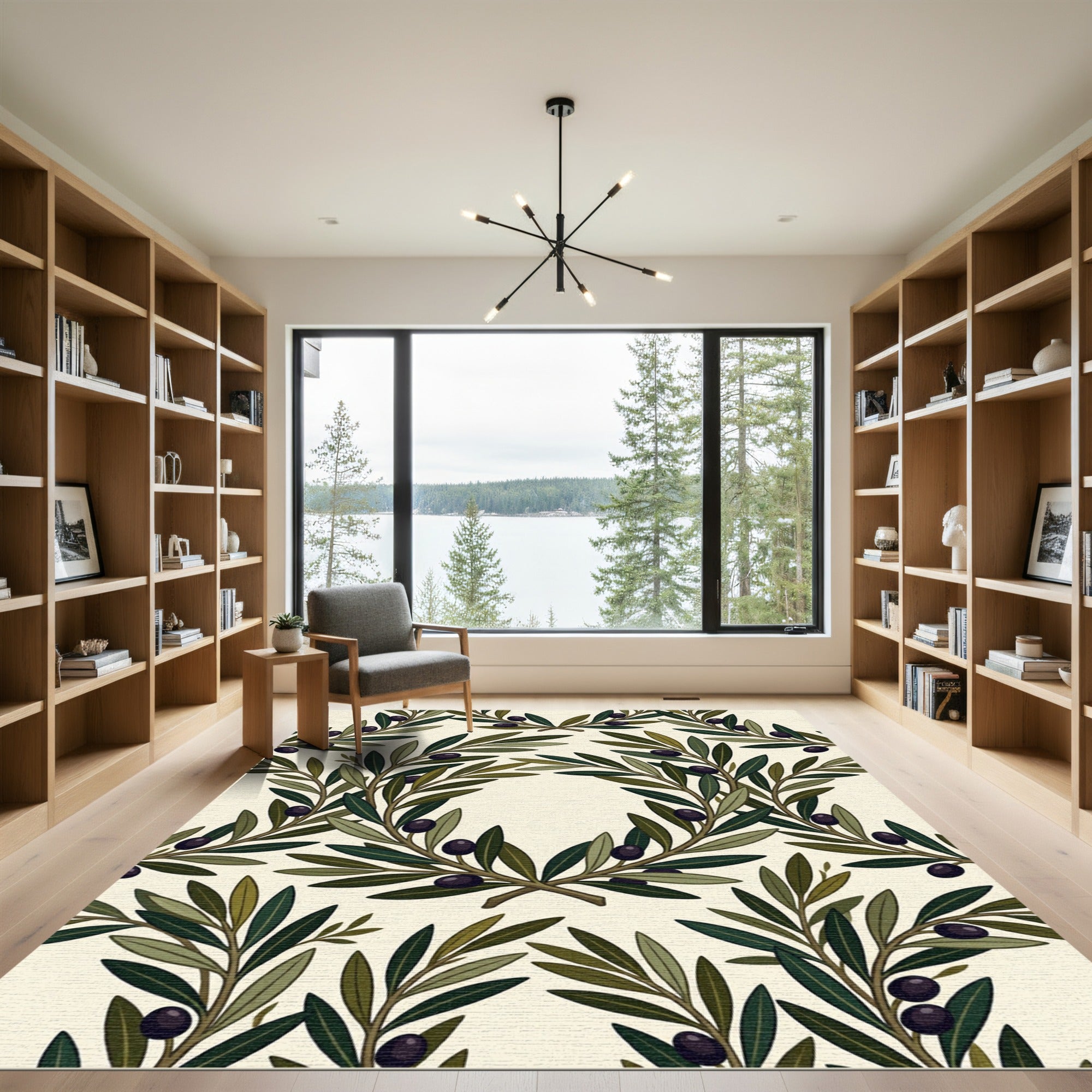 Olive Branch Wreath Repeating Pattern Rug