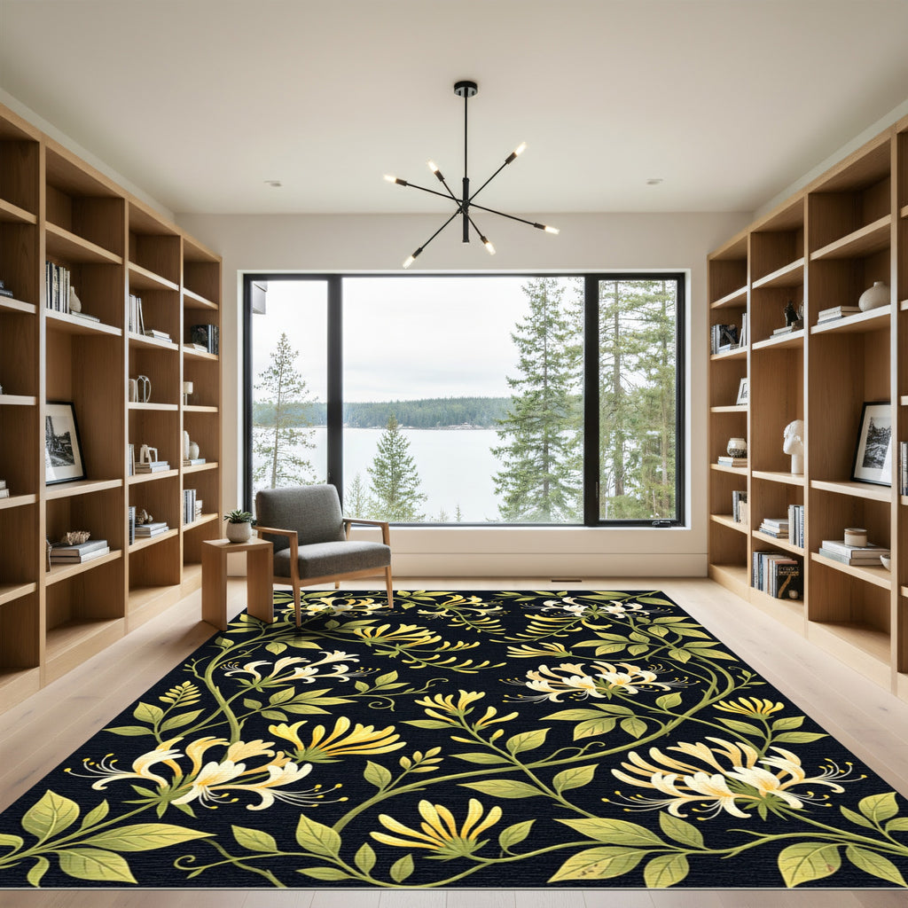 Golden White Honeysuckle Vine Rug