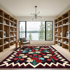 Midnight Floral Crimson Tulip Carnation Rug