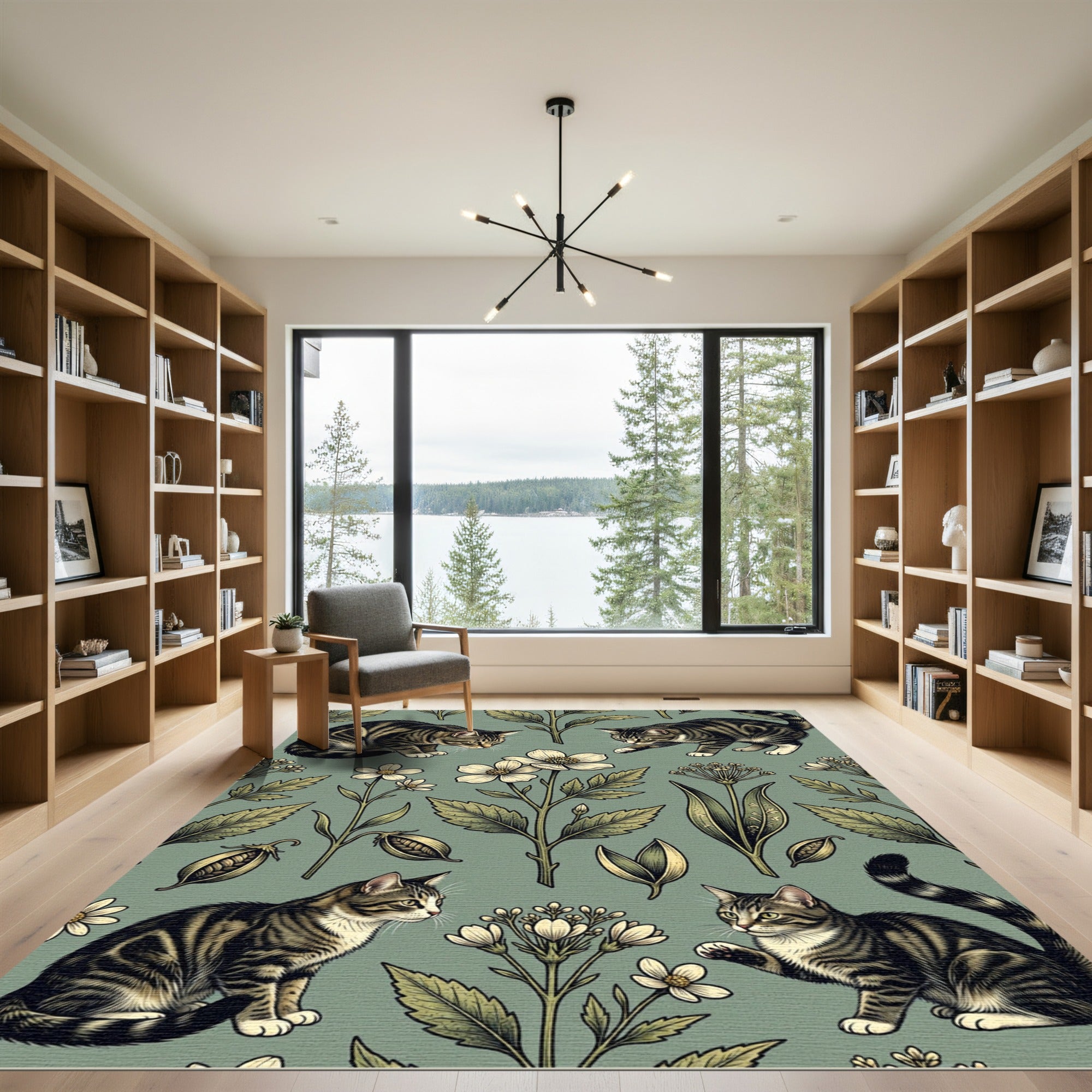 Charming Tabby Cats Among Blossoms Rug