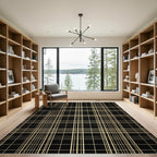 Black Gold Thin Line Lattice Rug