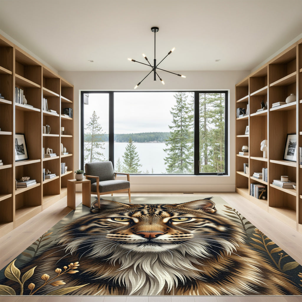 Intense Bobcat Face Wild Animal Rug