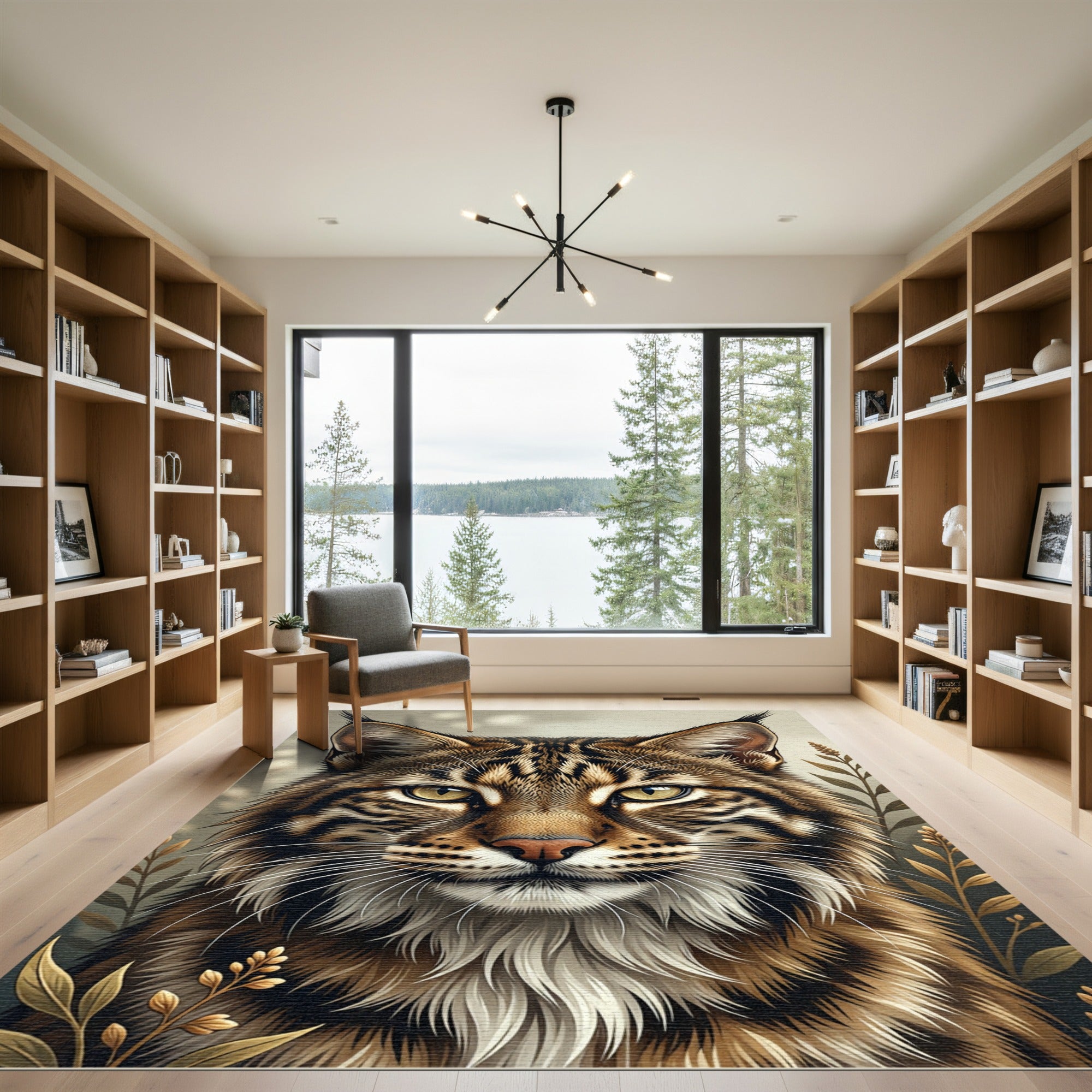 Intense Bobcat Face Wild Animal Rug