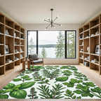 Lush Green Culinary Herb Botanical Illustration Rug