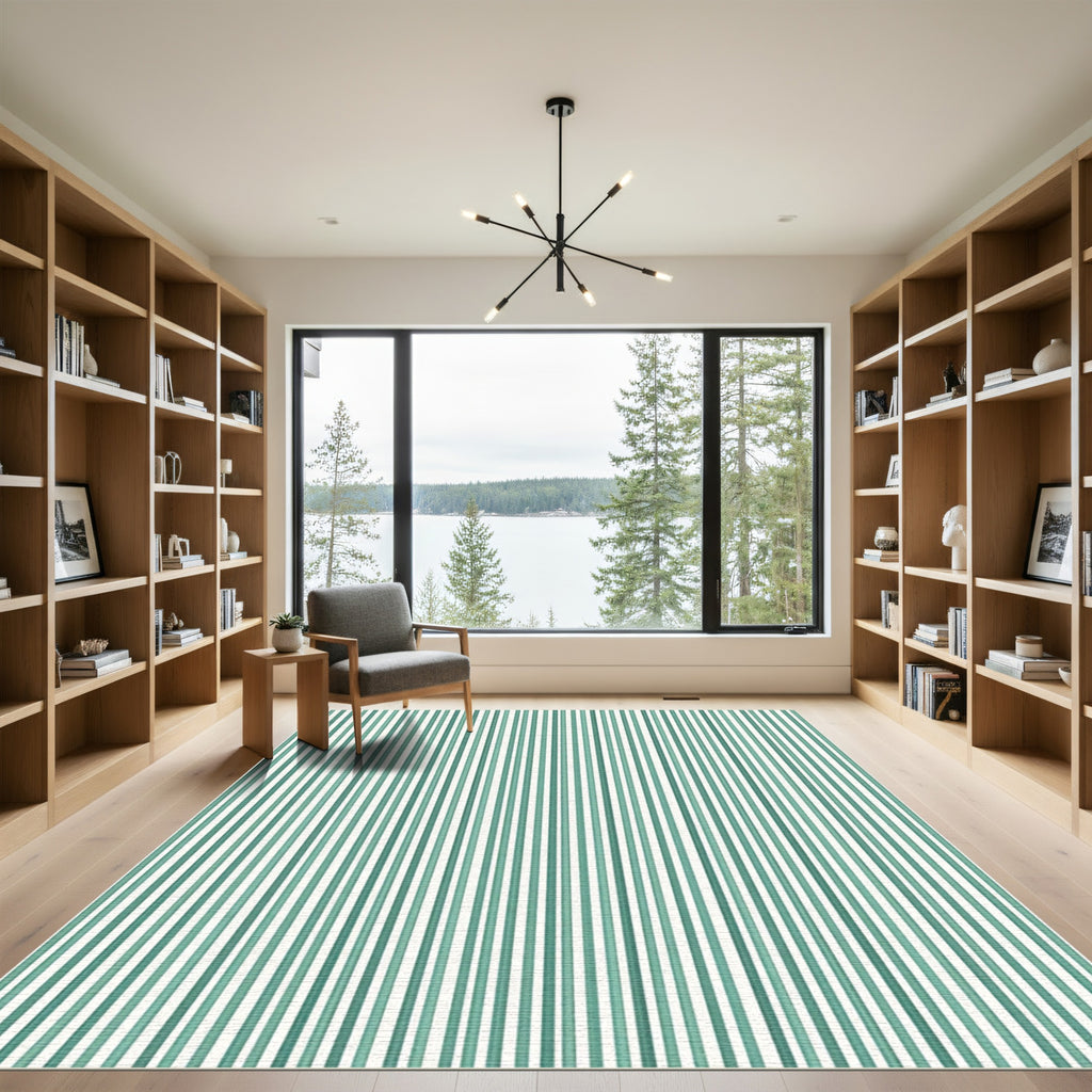 Teal Tonal Stripe Fine Lines Rug