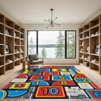 Colorful Geometric Numerical Abstract Art Rug