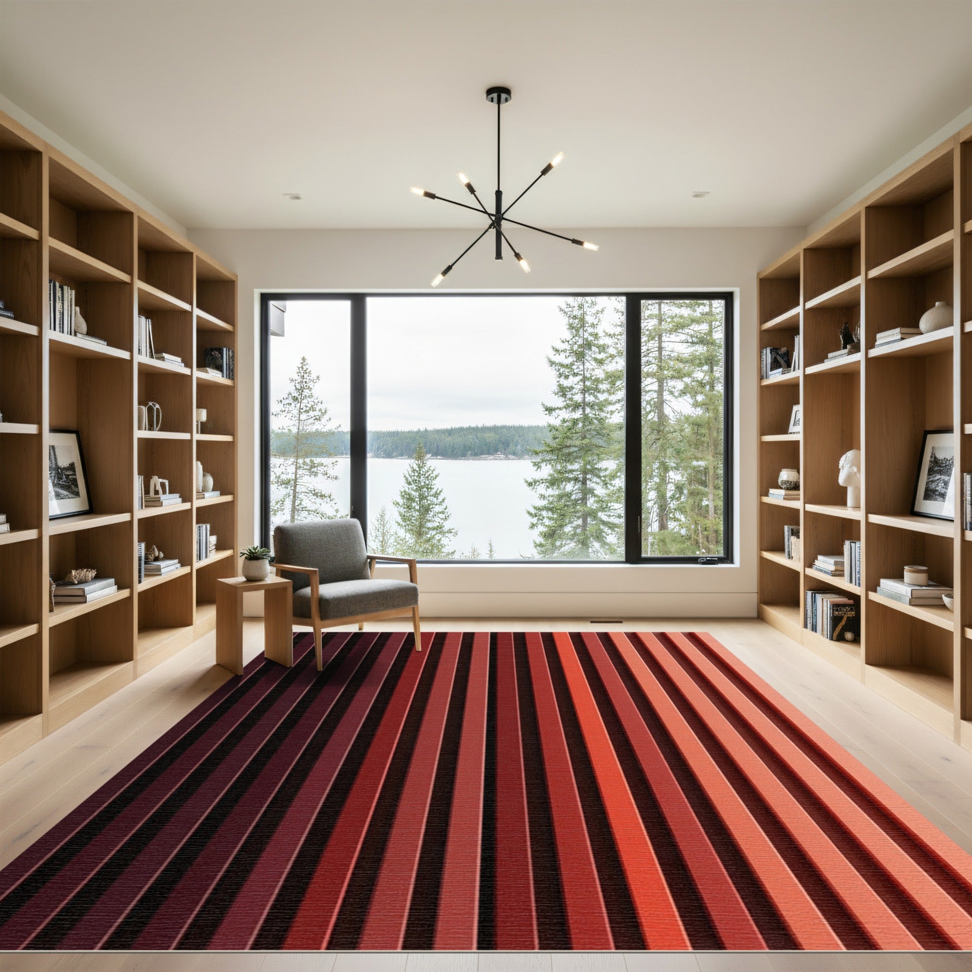 Crimson Graduated Vertical Stripe Rug