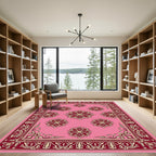 Crimson Bloom Arrangement Pink Field Rug