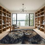 Majestic Golden Dual Lion Portrait Rug