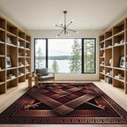 Roman Key Frame with Crimson Border Rug