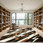 Dynamic Golden Lightning Bolt Explosion Rug