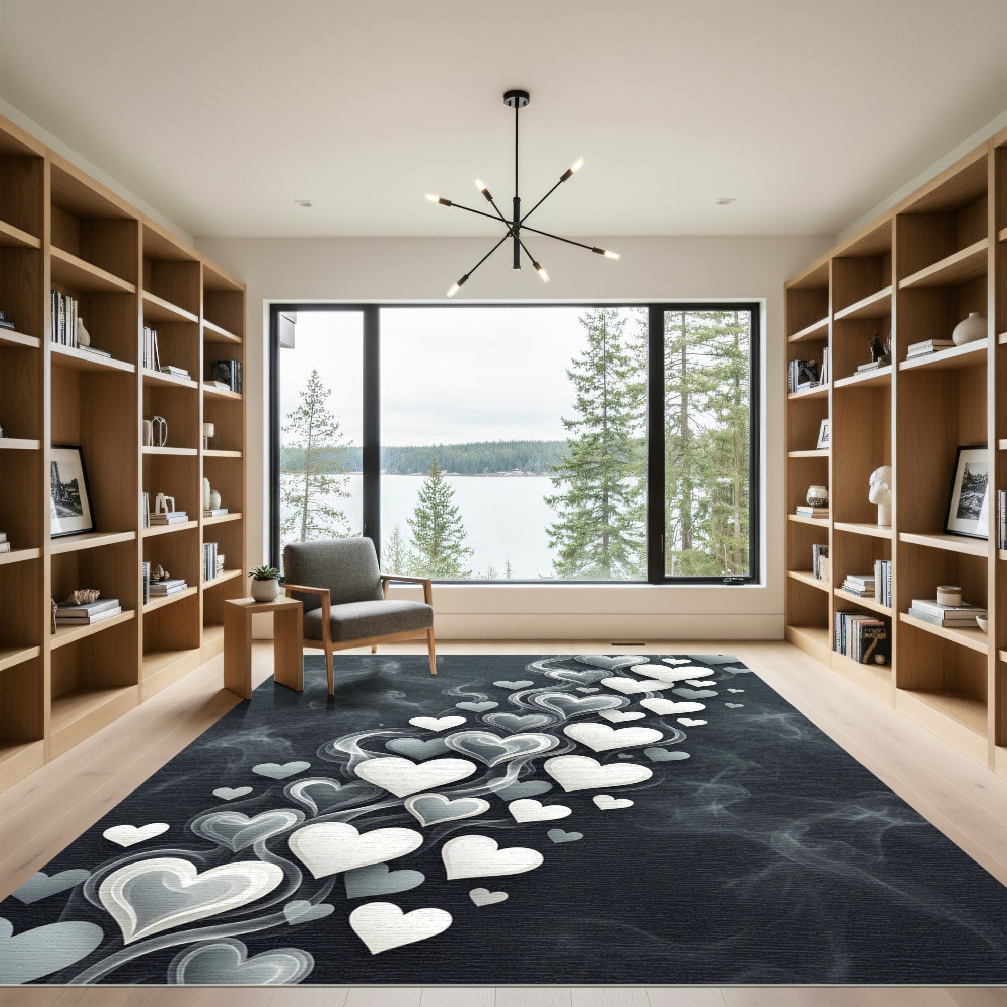 Ethereal Floating Hearts in Smoky Gray Rug