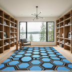 Azure Geometric Hexagon Honeycomb Rug