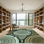 Wood Slice Teal Gold Abstract Rug