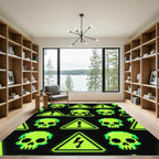 Toxic Neon Skull Retro Pixel Grid Rug