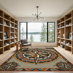 Compass Arrow Earthy Tone Geometric Rug
