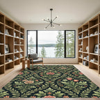 Dark Vintage Floral Damask Botanical Rug