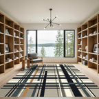 Modern Plaid Tartan in Neutral Tones Rug