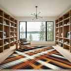 Terracotta Cream Black Intersecting Lines Rug