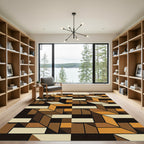 Geometric Terracotta Interlocking Panels Rug