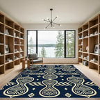 Navy Blue Hourglass Geometric Tribal Rug