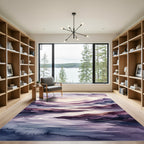 Ethereal Purple Watercolor Mountain Riverscape Rug