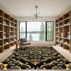 Gilded Black Rose Baroque Medallion Rug