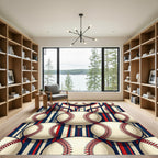 Vintage Baseball Striped Blue Red Rug