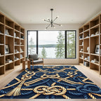 Navy Gold Nautical Knot Rug