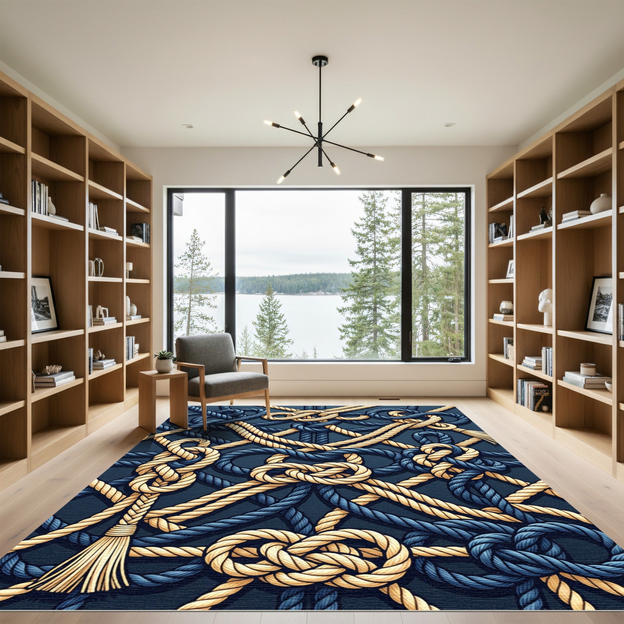 Navy Gold Nautical Knot Rug