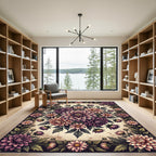 Vintage Pink Dahlia Floral Medallion Rug
