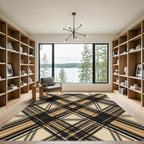 Earthy Brown Diagonal Plaid Geometric Rug