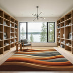 Earthy Organic Layered Terracotta Abstract Wave Rug