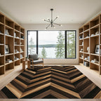 Modern Chevron Dark Walnut Wood Grain Rug